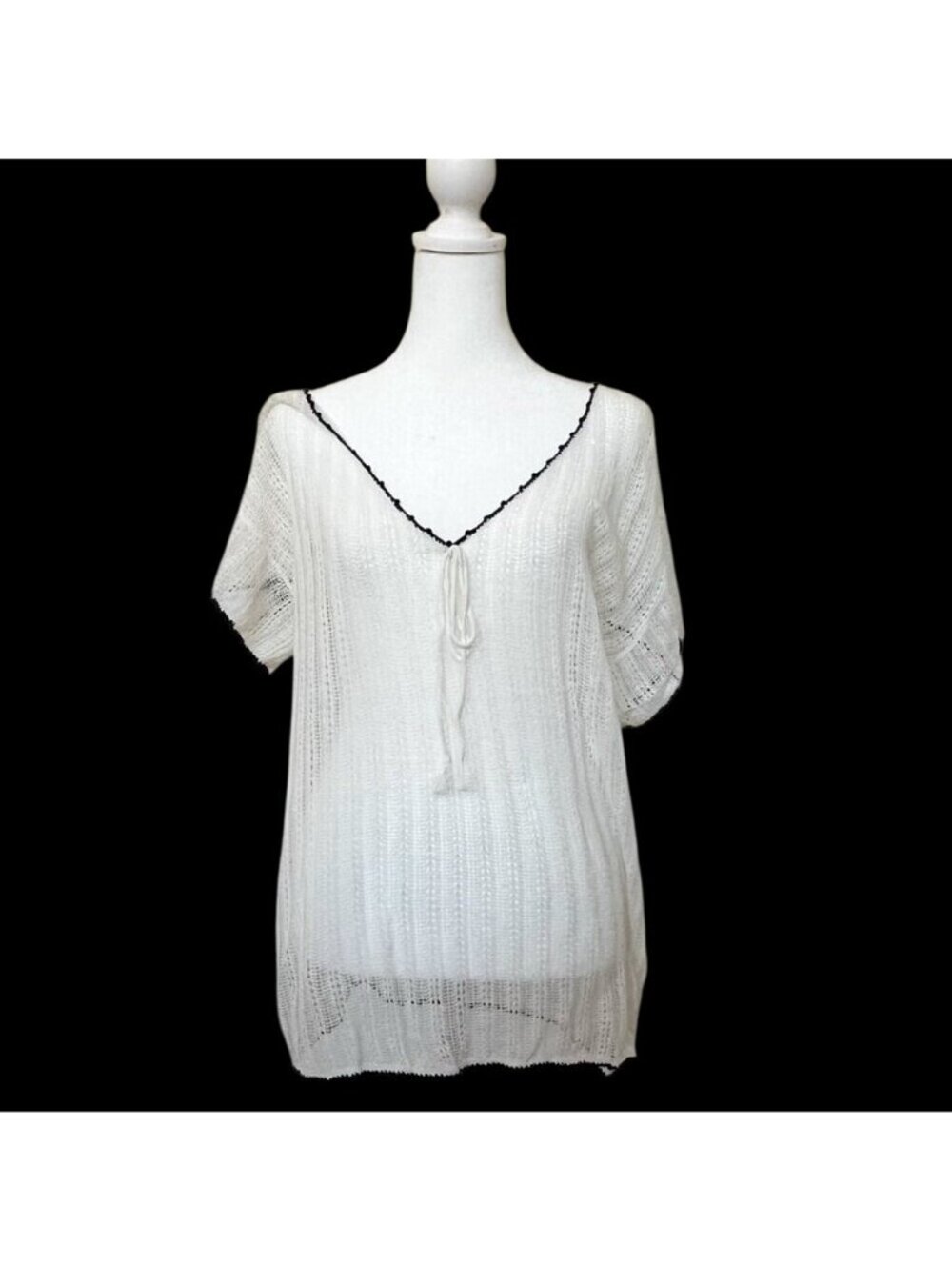 Minnie Rose Womens Sz XL Sheer Crochet Top Boho Fairy Cottagecore Layering Piece - Picture 3 of 11